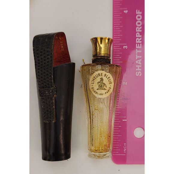 Guerlain Paris L’ Heure Bleue Flacon de Sac Parfum Bottle And Leather Case K439 - Picture 8 of 9